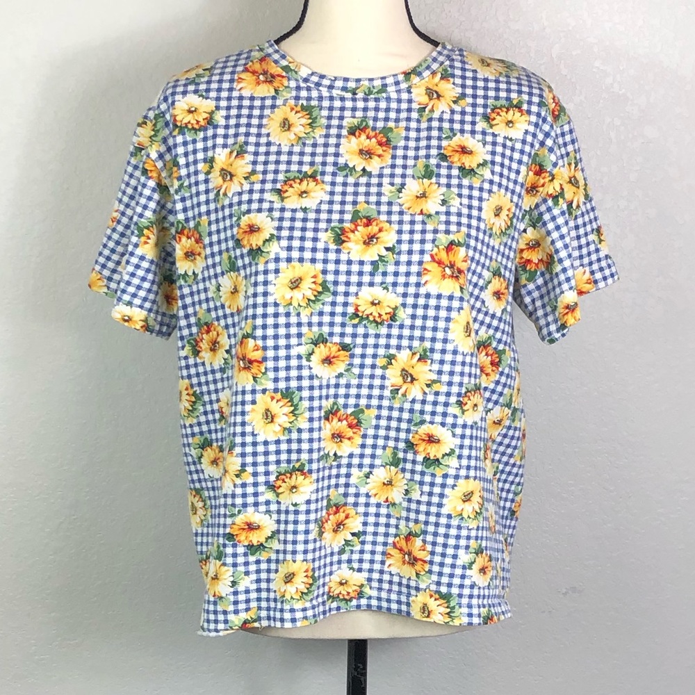 Vintage 90’s Gingham & Sunflowers Tee